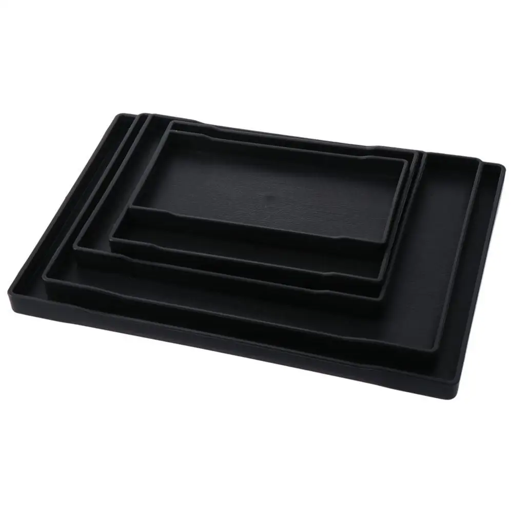 1Pcs Black Large Plastic Tray Multi-Purpose Rectangle Serving Tray for Restaurant Home Kitchen Hotel Room Plastic Bed Table Tray