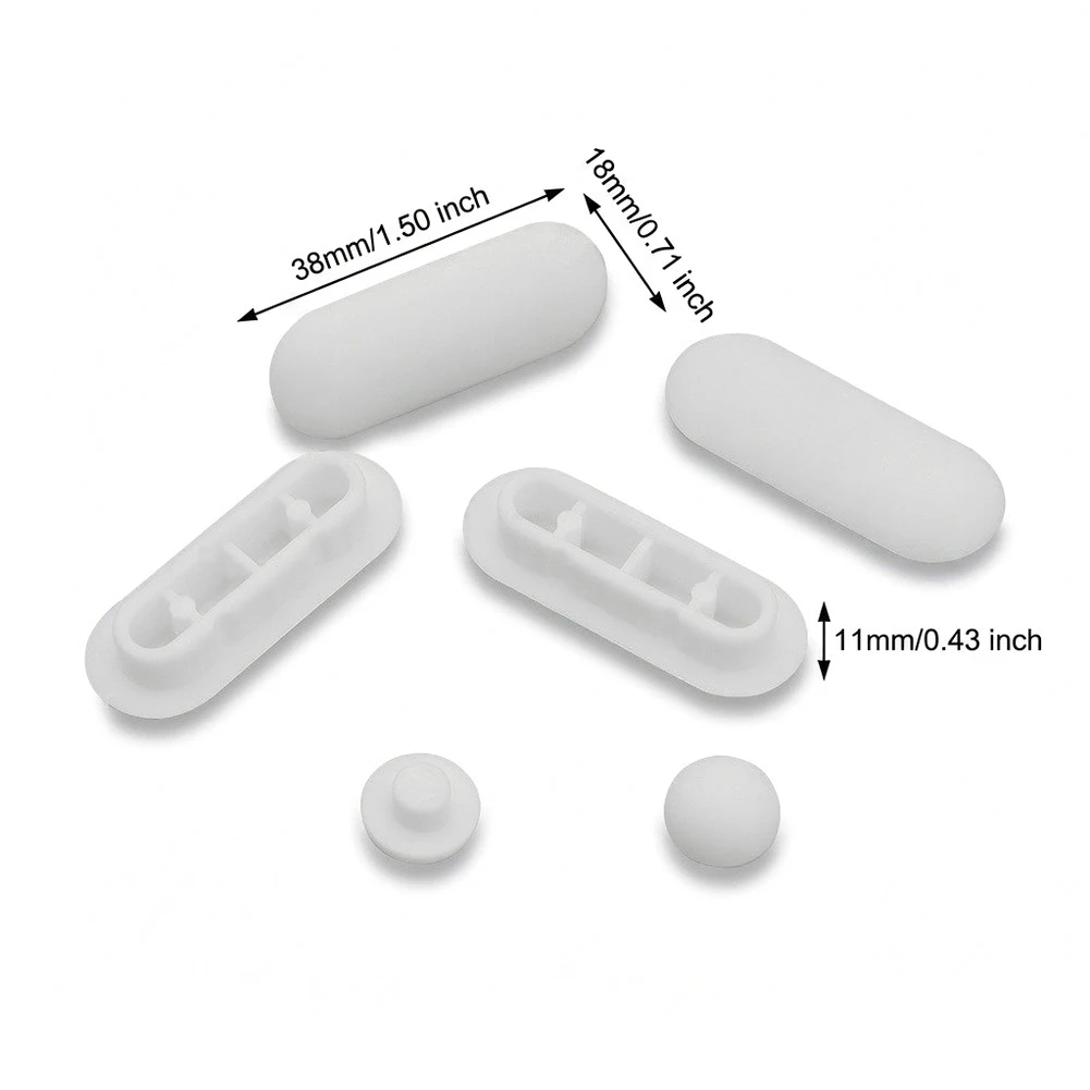 Toilet Seat Buffers 6 Pieces Silicone-Like TPE Bumpers for Wood Toilet Seats 38x18x11mm White Stabilizing Pads Set