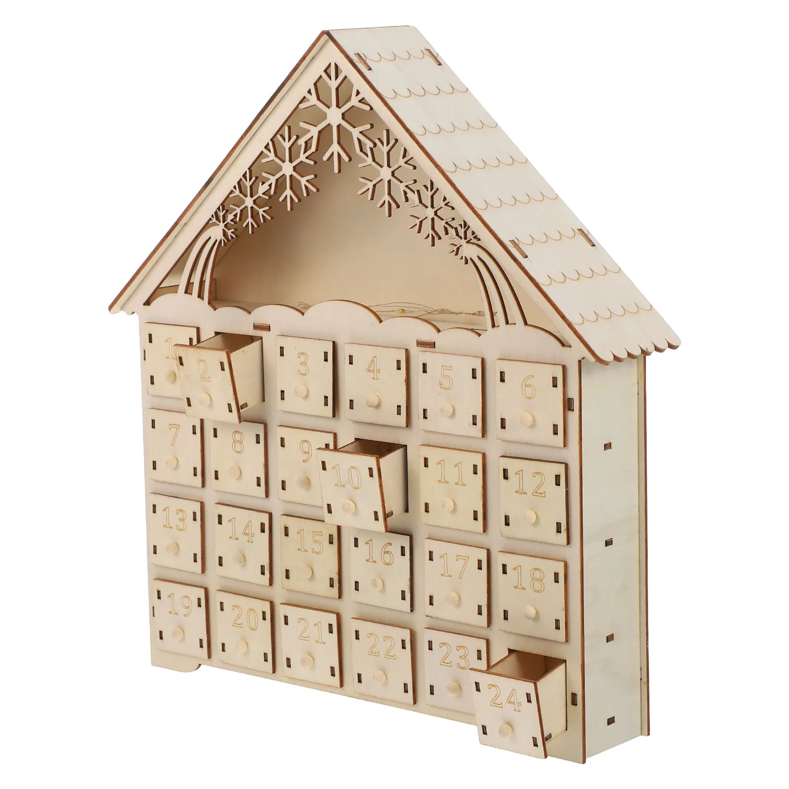 

Wooden Christmas Advent Calendar 2025 Christmas Countdown Calendar 24 Day Refillable Drawers LED Lighted Village Holiday