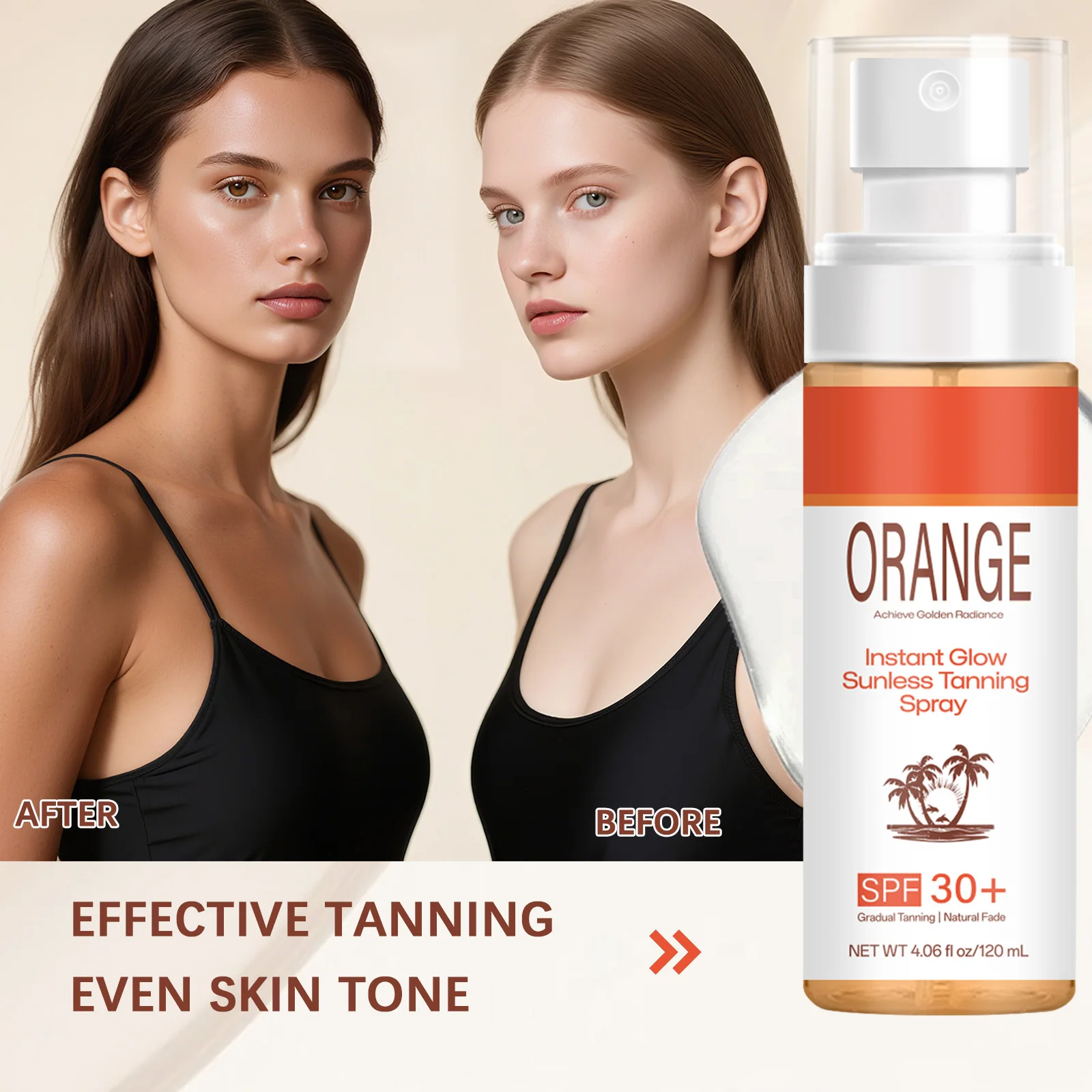 Spray Autobronceador Gradual 120ml - Fórmula Modulable con SPF30+, Bronceado Natural y Resplandor Dorado para una Piel con Efecto Solado.