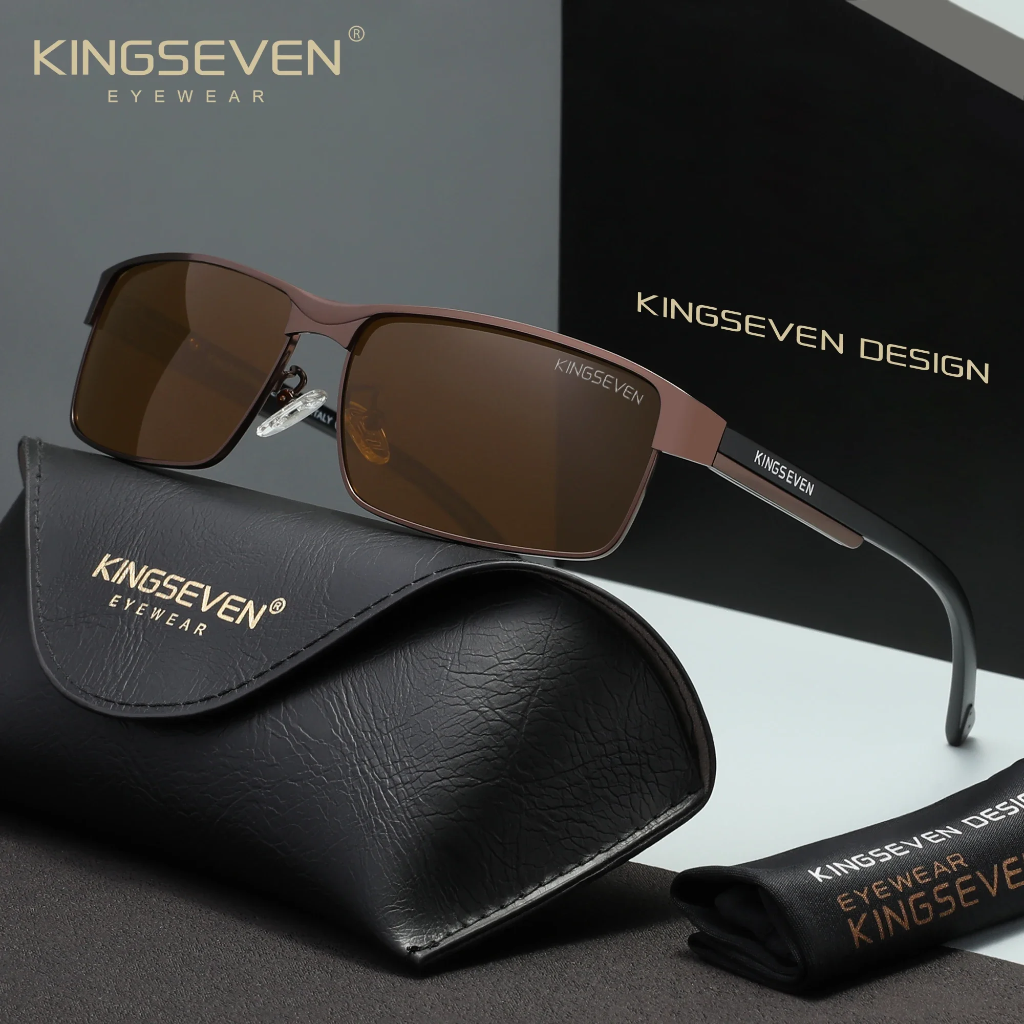 KINGSEVEN Mannen Gepolariseerde Zonnebril Rijden UV400 Anti-Glare Hoge Kwaliteit Bril Mannelijke Causale Rechthoek Mode Outdoor Brillen