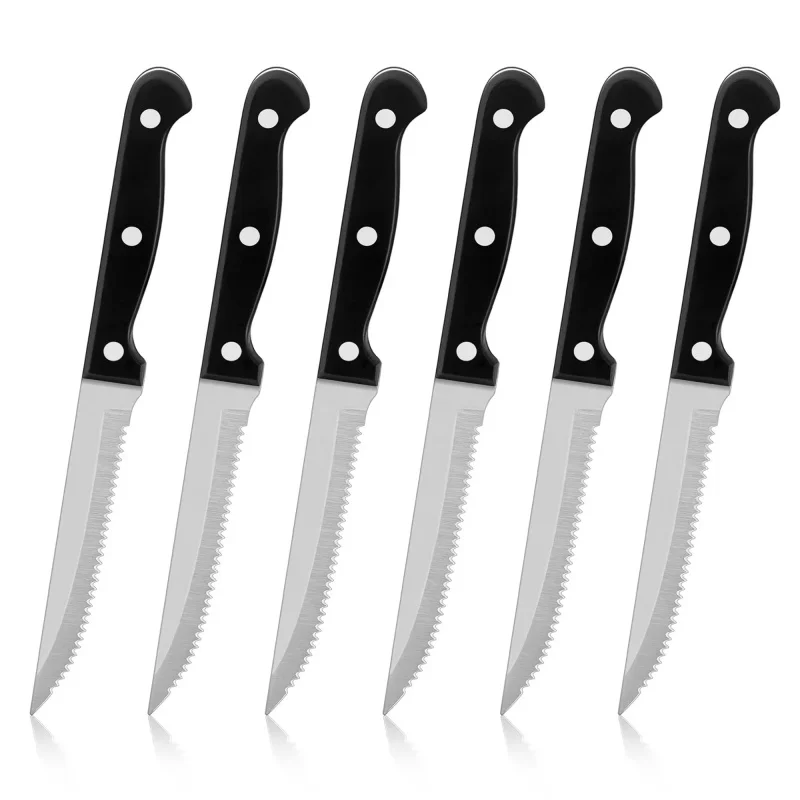 Steak Knives Set Cutlery Set 4/6/8/16 Pcs Full Tang Stainless Steel Sharp Serrated Dinner Knives Dishwasher Safe for Meat Bread