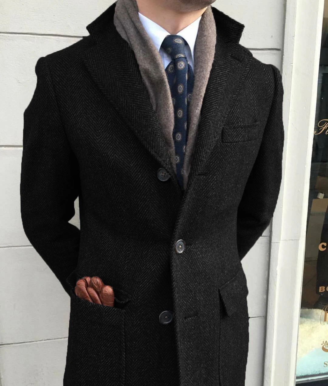 

Men's Classic Blazers Herringbone Tweed Wool Suit Coats For Autumn Winter Single Breasted Casual High Quality Warm Jacket