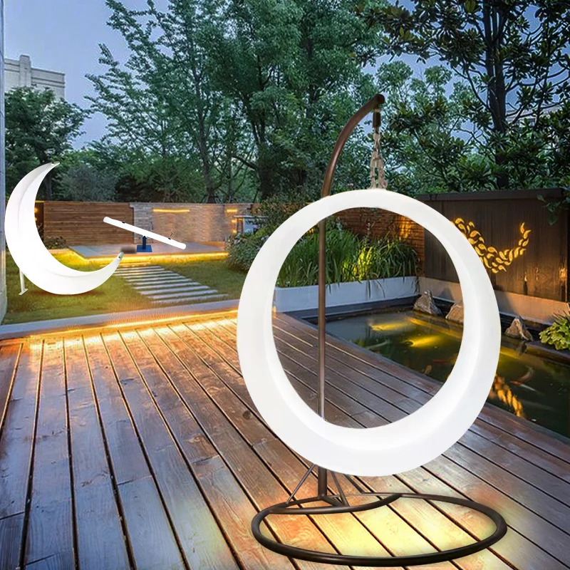

Led Hanging Swing Seat Light Outdoor Garden Patio Plastic Rgb Colors Glowing Swing Chair Circle