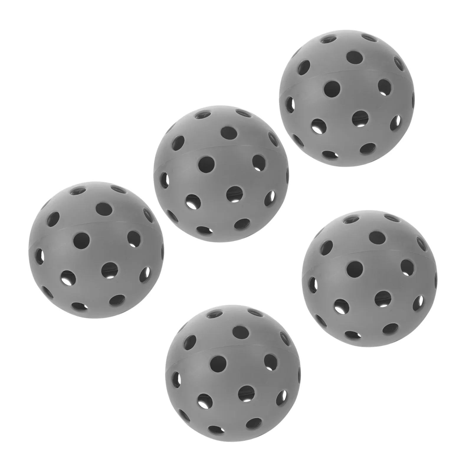 

Набор из 5 мягких полых пластиковых мячей для пиклбола, серые, 2,91 дюйма, 40 отверстий, для тренировок на улице и в помещении, аэродинамические, для отработки ударов
