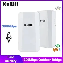 KuWFi répétiteur wifi largo alcance 300Mbps pont sans fil extérieur P2P 1KM amplificateur señal wifi CPE avec adaptateur 24V pour caméra IP