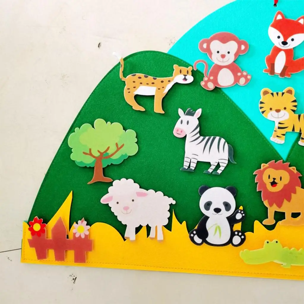 Planche en feutre Montessori pour bébé, animaux avec crochets, ensemble d'histoires, jouets en feutre pour