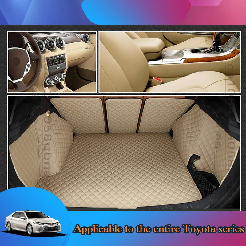 WZBWZX Custom Full Surround Car Trunk Mat For Toyota All Models C-hr Rav4 Corolla Toyota Land Cruiser Wish Yaris Car Accessories