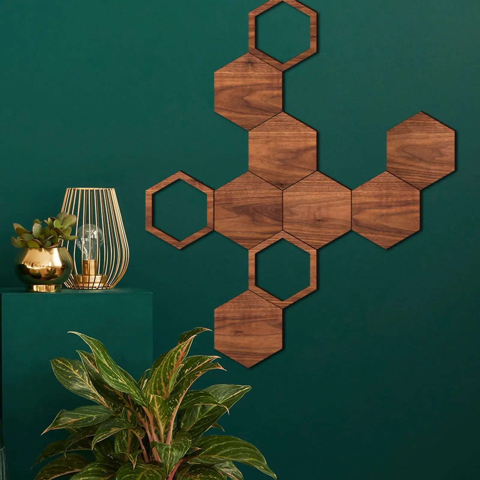 

Wood Wall Sticker Wall Art Decor Wallpaper Wall Poster Home Decoration Hexagonal Shape for Wall Playroom