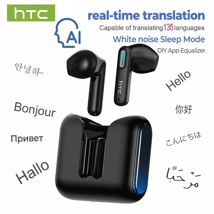 HTC NE49 TWS Kabellose Ohrhörer Bluetooth KI-Übersetzer ENC Geräuschunterdrückung 40H Akkulaufzeit Touch-Steuerung Stereo Sport-Kopfhörer