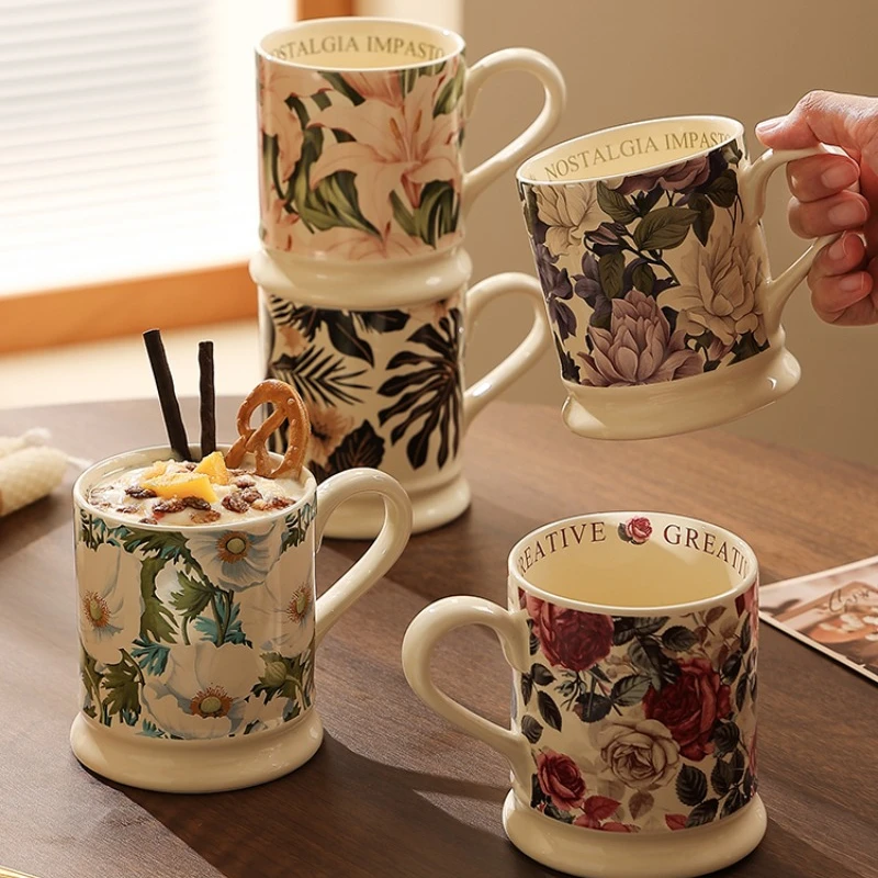 French Retro Mug Niche Coffee Mug Ceramic Tea Cup New Water Cup Ladies High Value Cup Office