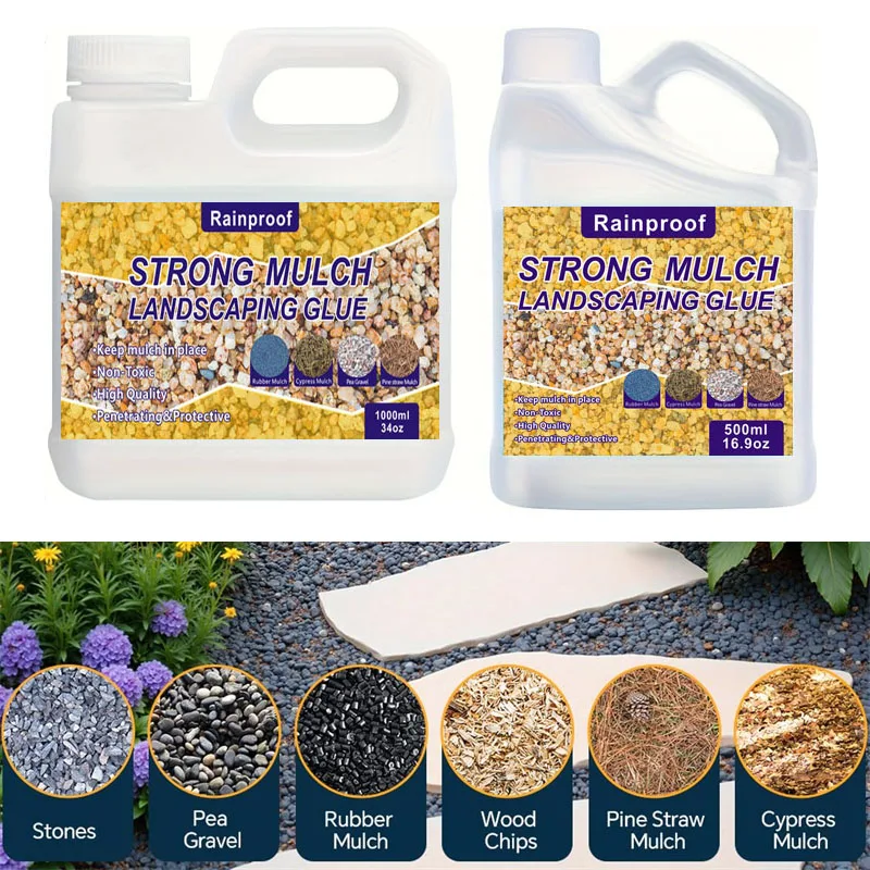 

16.9oz/34oz Mulch Landscaping Glue Adhesive Fast-Drying For Ground Cover Water Features Decorative Driveways Landscape Design