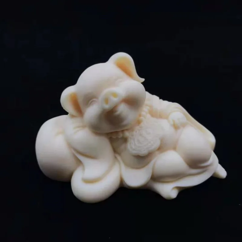 

Ivory Fruit Carving Fortune Pig Zodiac Pig Decoration Home Office Lucky Pig Decoration Crafts Car Interior Decoration Small Gift