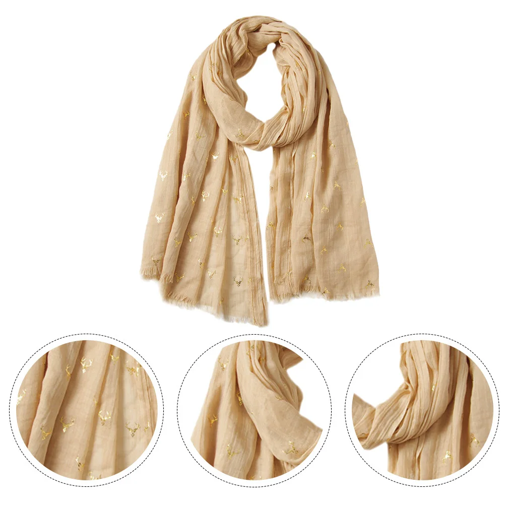 

Christmas Deer Scarf Soft Warm Winter Shawl For Women Holiday Print Cotton Blend Xmas Gift Red Green Pattern