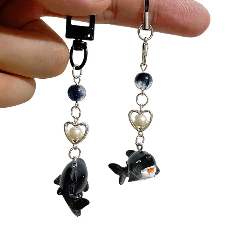 Porte-clés baleine requin, breloque de téléphone, thème océan, chaînes de téléphone portable, Animal marin, perlé, 1 pièce
