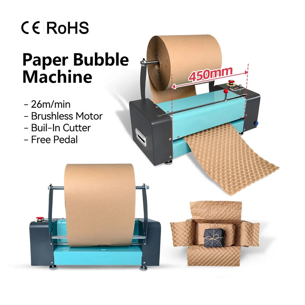 

Aircosan 450mm High-Efficiency Automatic Paper Cushion Machine with Built-in Cutter for Void Fill & Eco-Friend Packaging