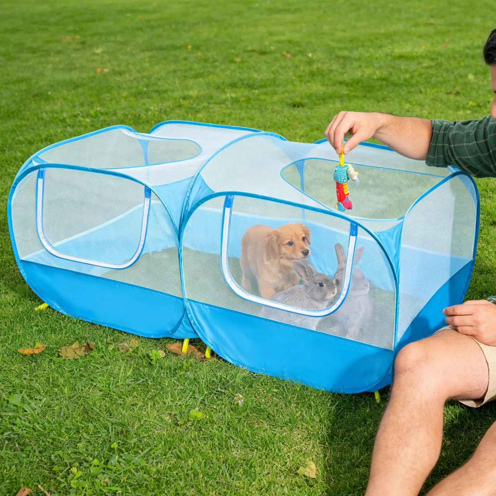 

Pet Enclosure Indoor Multi Function Reversible Protection Bunny Enclosure For Travel Outdoor Animal Cat Ground Lawn Garden