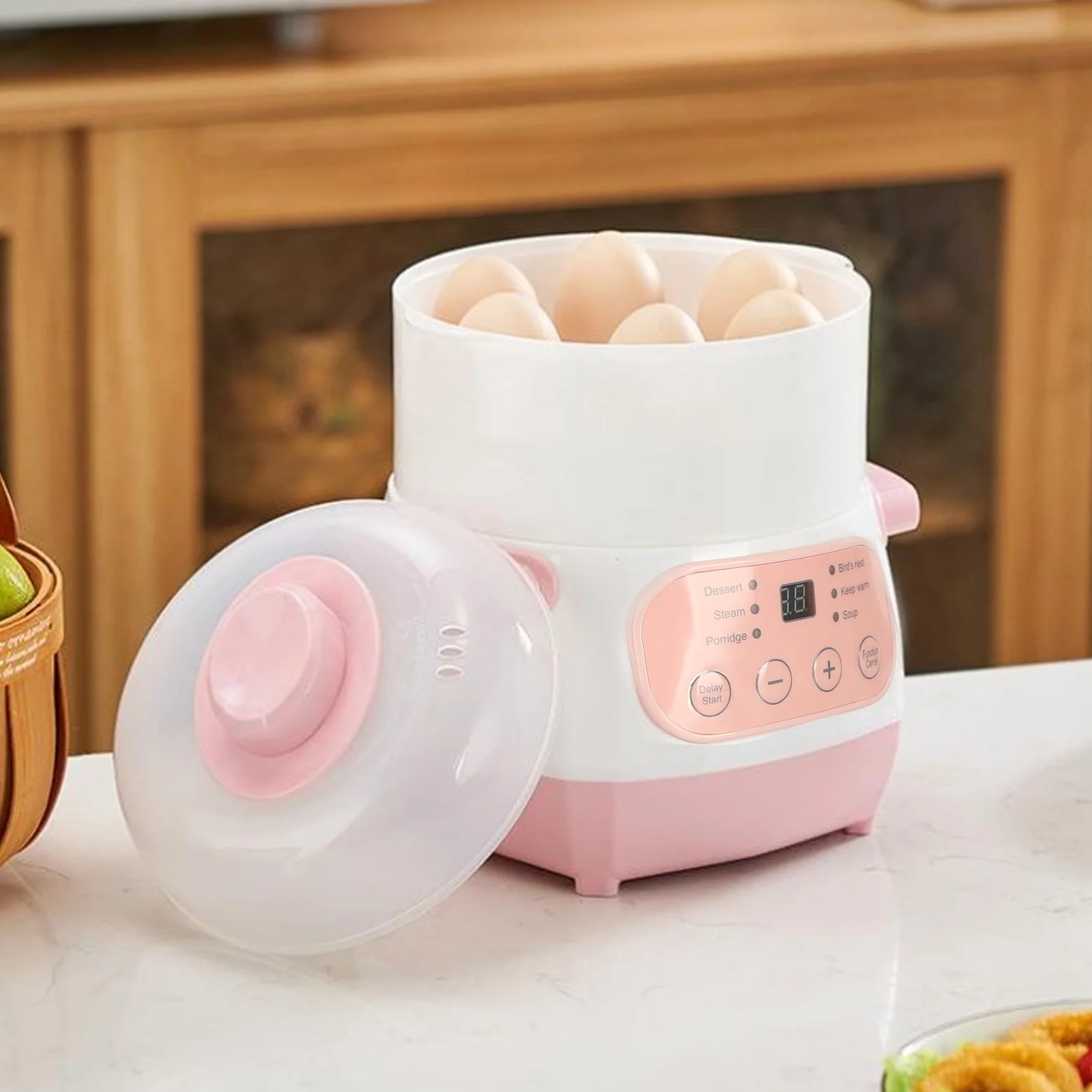 1L Electric Ceramic Stew Pot with Smart Timing And Dry Burning Prevention Home Kitchen Soup Cooker