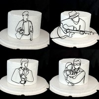 Simple Line Man Happy Birthday Cake Topper Black Abstract Face Acrylic Cake Toppers Decoration for Family Party Baking Supplies