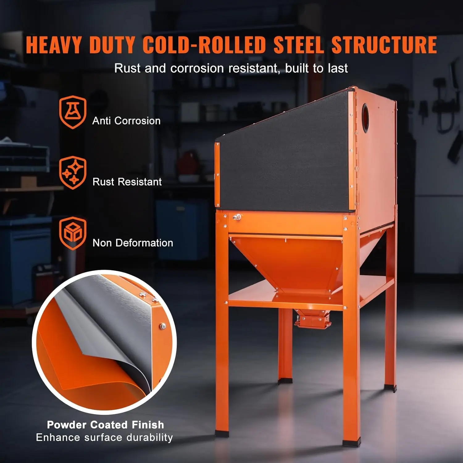 Blasting Cabinet with Stand,  Gallon Sandblasting Cabinet, 40-120PSI Sand Heavy Duty Steel Sand Blaster with Blasting view 6