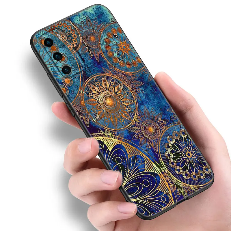 Vintage Indian Floral Henna Mandala Yoga Ethnic Phone Case For Huawei Pura 70 Ultra P20 P30 P40 Lite P50 Pro P50E P Smart 2018