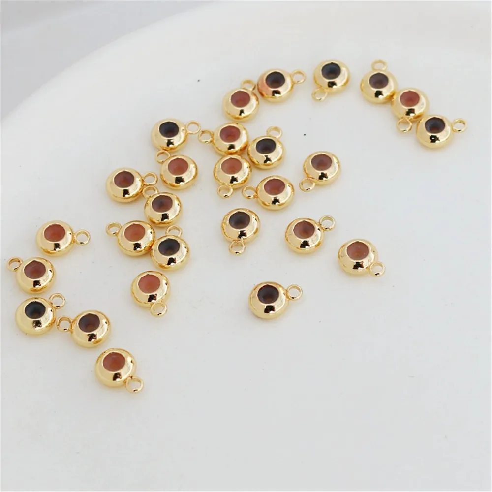 14K Gold-Color Silicone Adjustment Beads with Crane Wheels, Positioning Chain, Flat DIY Jewelry Accessories