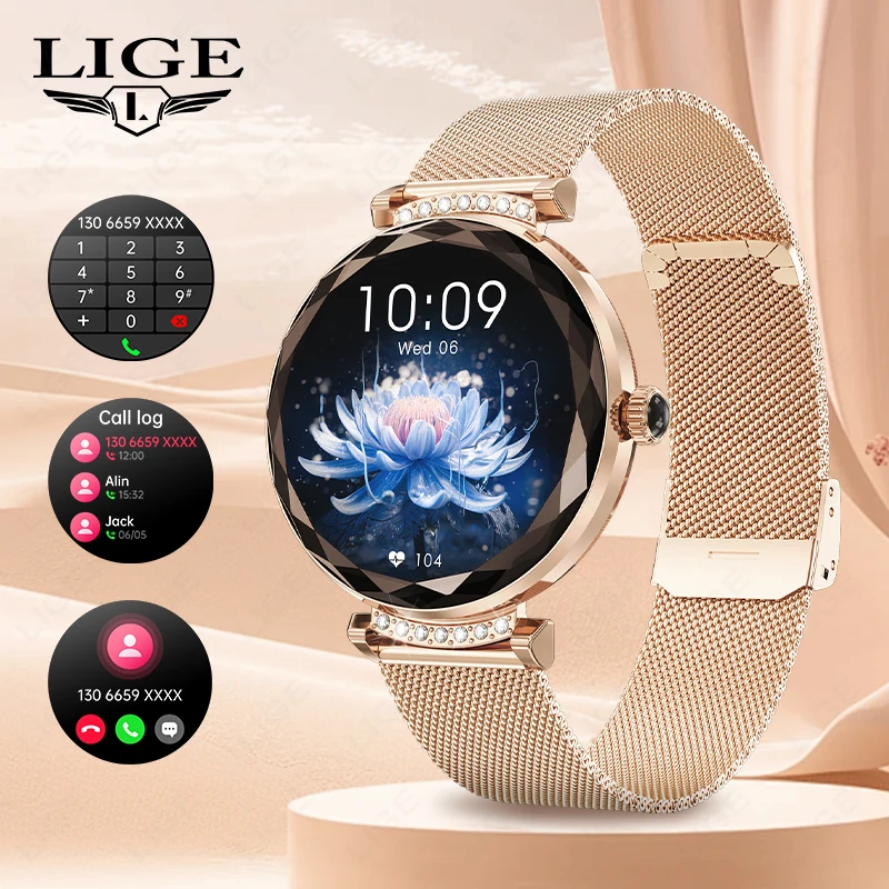 LIGE Fashion Ladies Smart Watch NX7 Pro AMOLED Screen Health Monitoring BT Call Female Women Sport Fitness Tracker Smartwatch