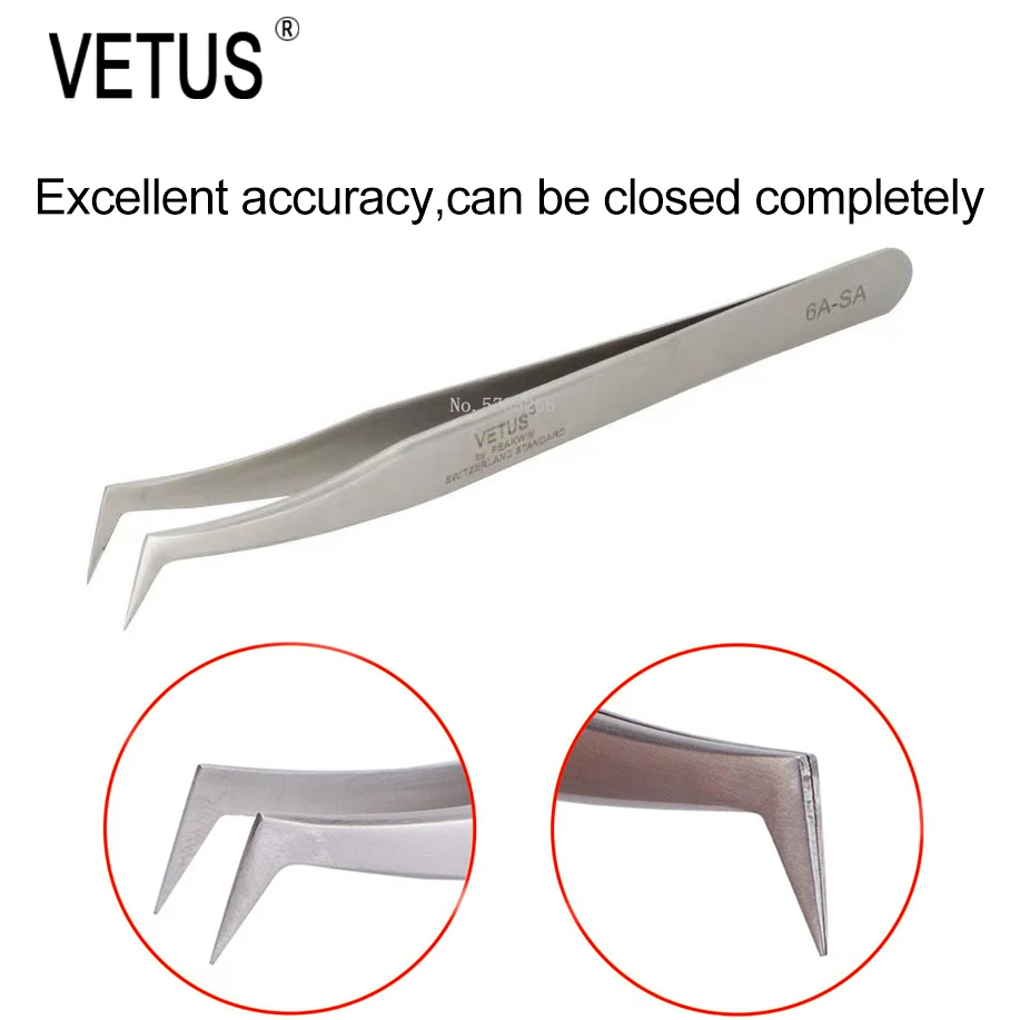 Vetus Precision Anti-magnetic Tweezers 2A-SA 5A-SA 5B-SA 6A-SA 36A-SA Steel Curved Straight Tip Pincet Phone Repair Hand Tools
