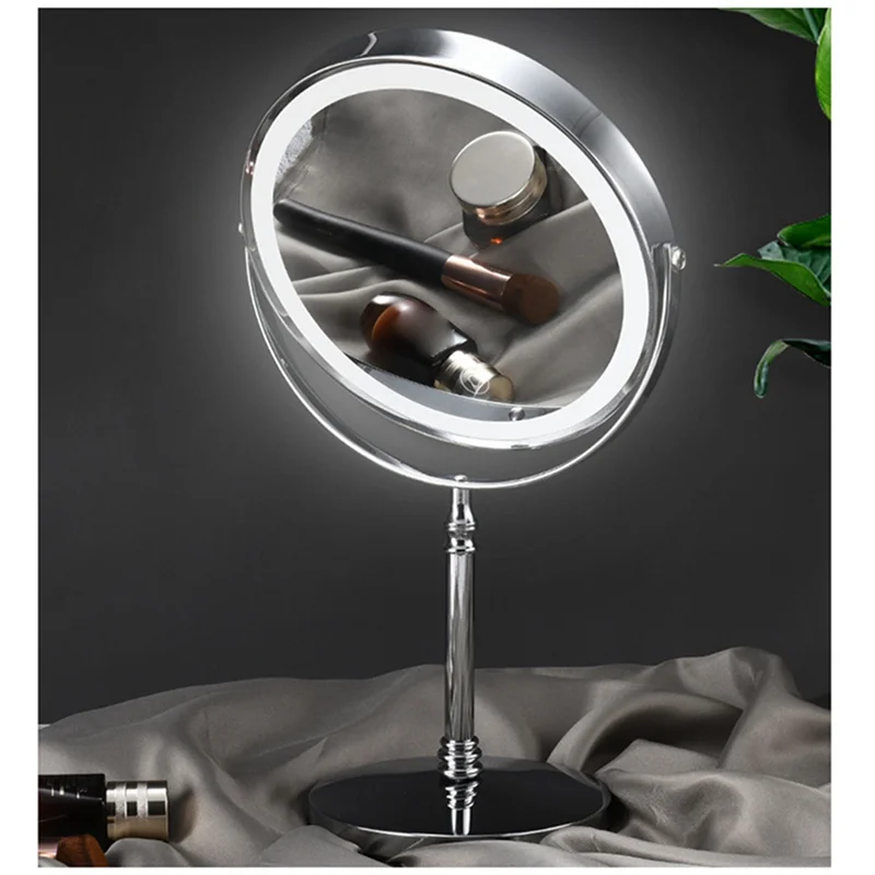 ABLU-1Set 10X LED Mirror Rechargeable Make Up Mirror Magnification Cosmetic Mirror 2 Side Brightness With 3 Colors A