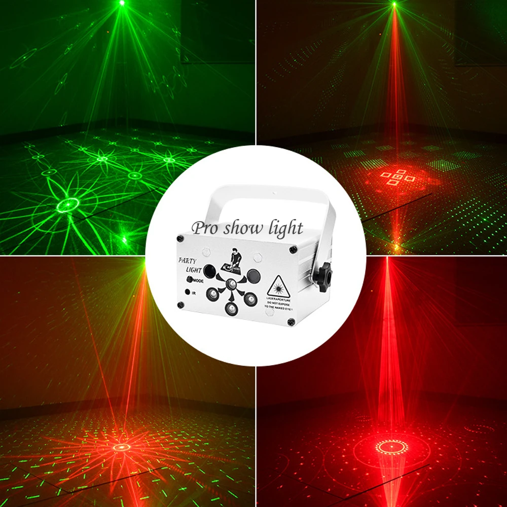 DJ Disco Stage Party Lights LED Sound Activated Laser Light 6 Holes UV Purple Lights RGB Flash Strobe Lights for KTV Bar Wedding