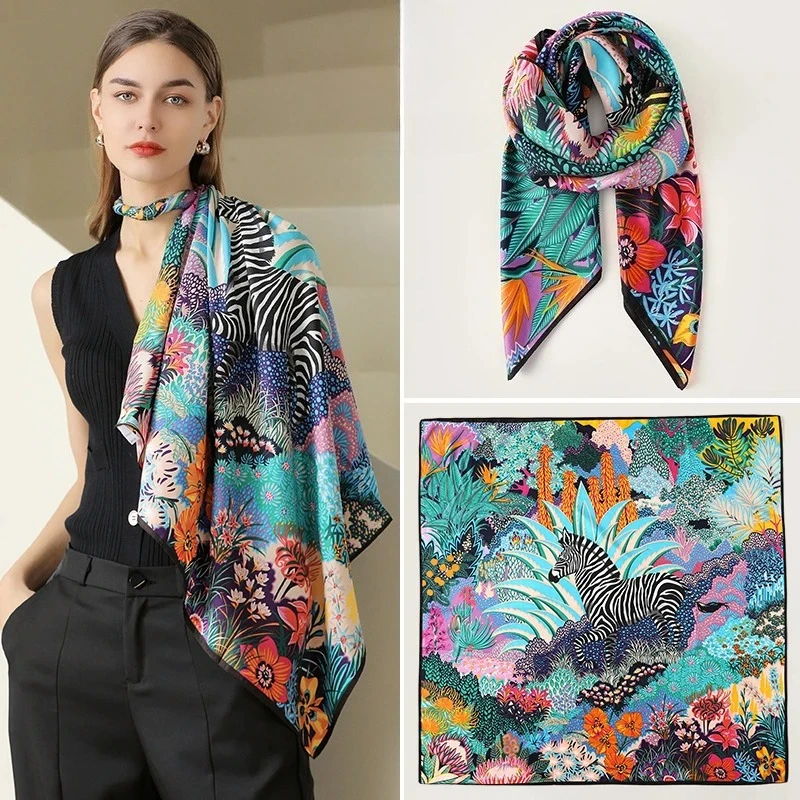 

90X90 см женский летний шарф атласный шарф элегантный женский шарф женские шейные шарфы женские элитные брендовые женские шарфы