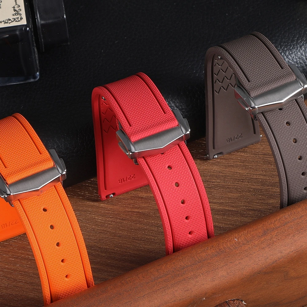 Schnellverschluss Weiches FKM Uhrenarmband mit Faltschließe, Segeltuch-Gummi-Uhrenband 18mm 19mm 20mm 21mm 22mm für Omega – Detail 6