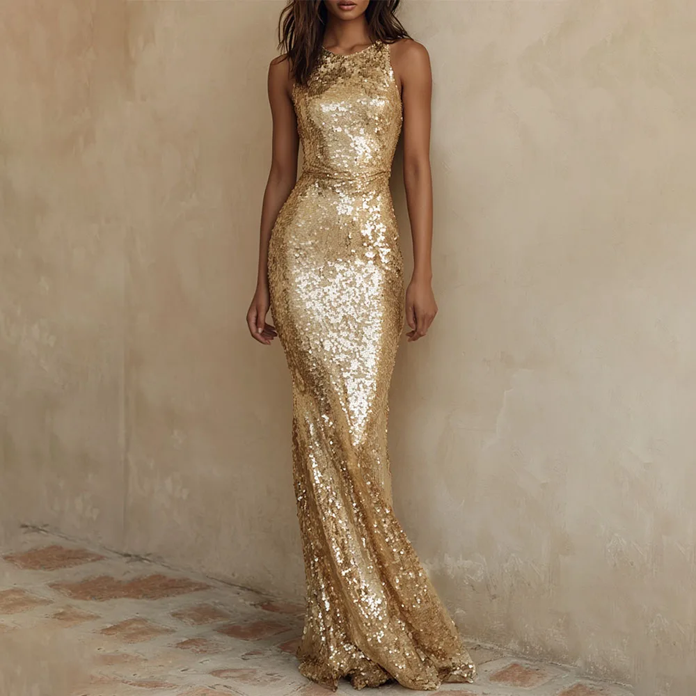 

High Quality Customized Sleeveless Floor Length Mermaid Woman Elegant Dress Women for Wedding Party Платье Корейский Стиль فستان