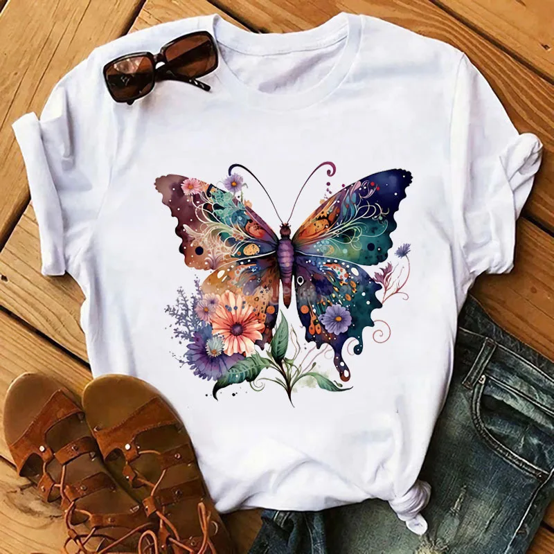 Retro Butterfly Flower Patch For Heat Transfer Clothes Thermal transfer stickers Decoration Printing DTF Heat Sticker Ironing On