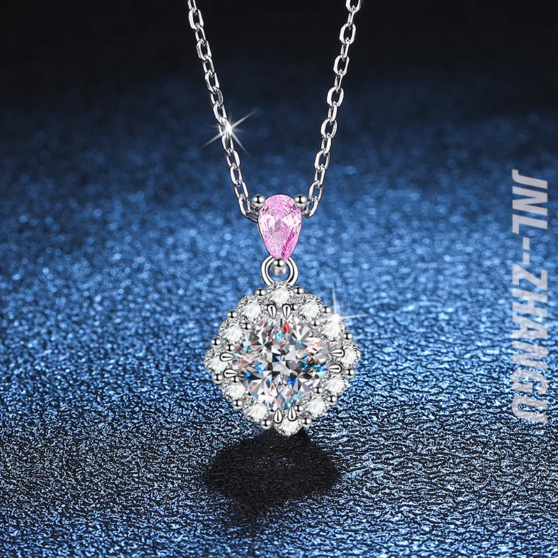 

S925 Sterling Silver Premium Moissanite Pendant Necklace Classic Style Engagement Gift With Silver Plating Pillow Shape