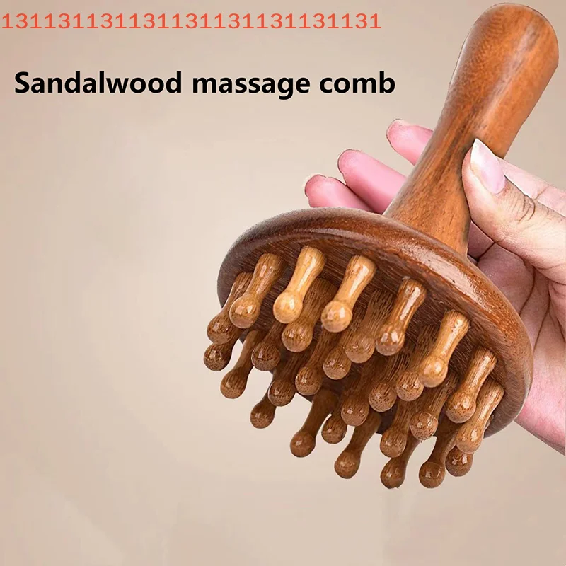 

Abdominal Leg Body Meridian Massager Wooden Comb for Relaxation Sandalwood Gua Sha Massage Tool Brush Head for Neck Shoulder