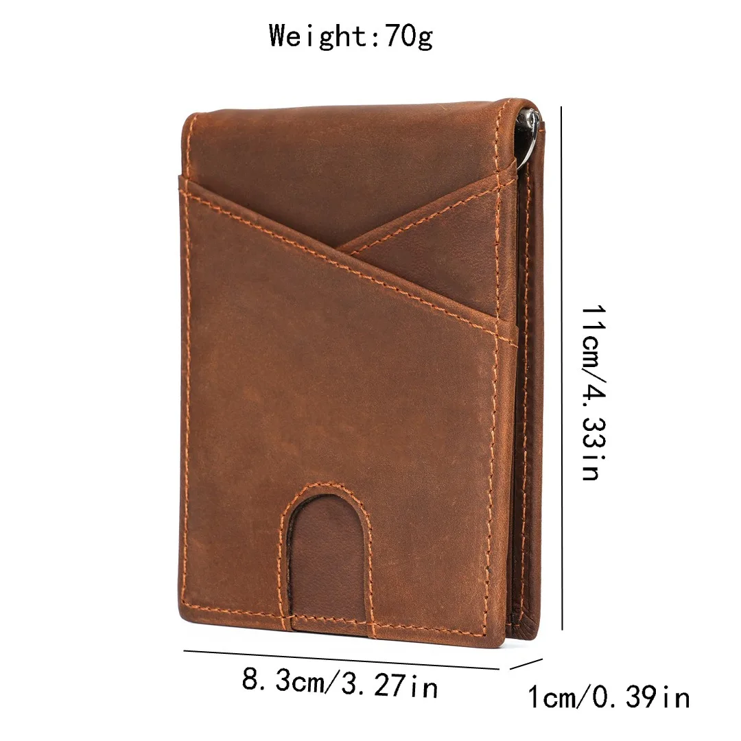 Retro Genuine Leather Men’s Wallet - RFID Protected Compact Bifold with Multiple Card Slots | Stylish Purase with Money Clip