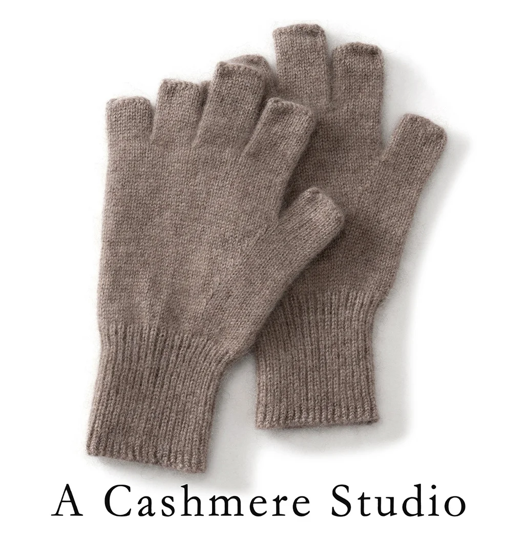 High Quality 100% Pure Cashmere Half Finger Gloves Women Soft Warm With Fourchettes Knitted Gloves For Driving Outdoor Sports