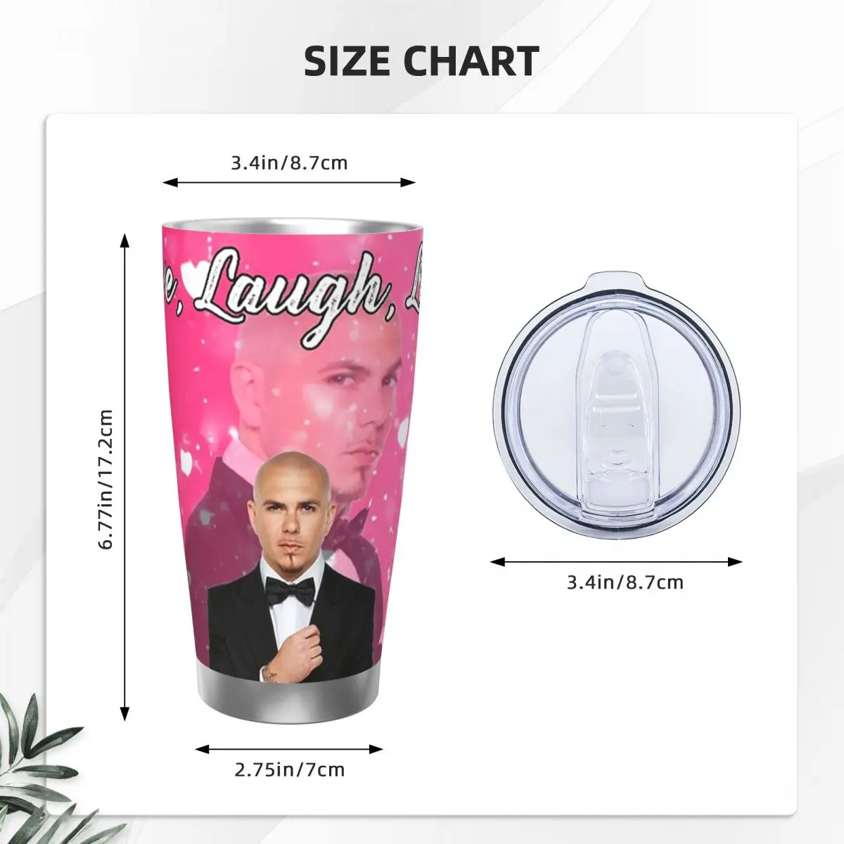 Mr. Worldwide Says To Live Laugh Love Pink Stainless Steel Tumbler Vacuum Insulated Mugs Thermal Cold Cup Straw With Lid 20oz