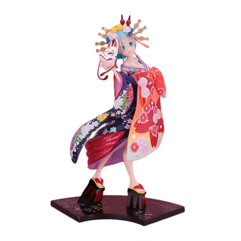 

28cm Re:Life in A Different World From Zero Figure Rem Kimono Oiran Anime Figure Angel Sexy Girl Statue Collect Doll Gift Toys