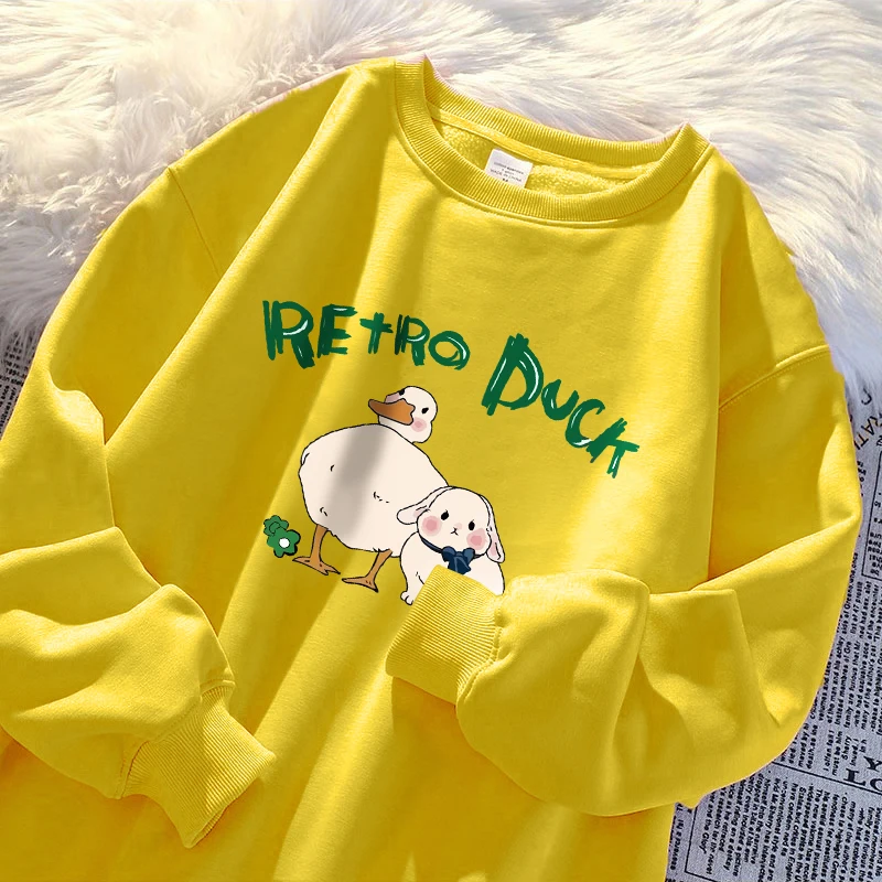 

Ducks And Rabbits Print Camisa Wo Street Soft Sweatshirt Fleece Warm Sudadera Casual Autumn Pullover