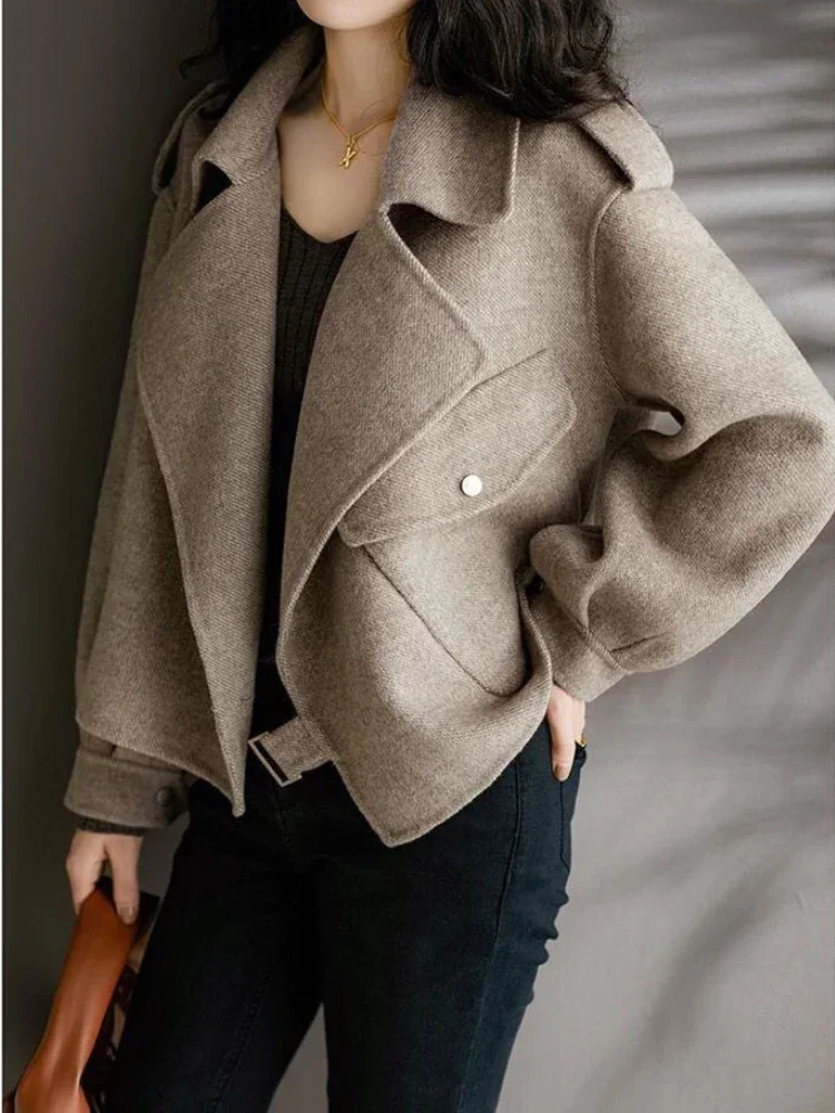 Winter Jackets for Women 2024 Fashion Warm Casual Short Jackets for Women Turn-down Collar Autumn and Winter Women's Wool Coats