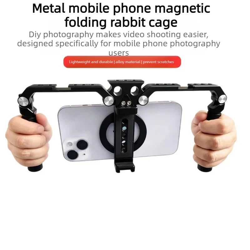 

Складная металлическая подставка-держатель Magsafe для телефонов Apple и Android с расширением для карт, стабилизатором и креплением для камеры