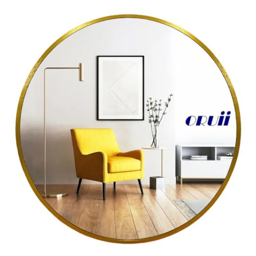 

Gold Round Mirror 24 inch with Metal Frame for Wall Decoration Perfect Golden Circular Mirror for Living Room Bathroom Entryway
