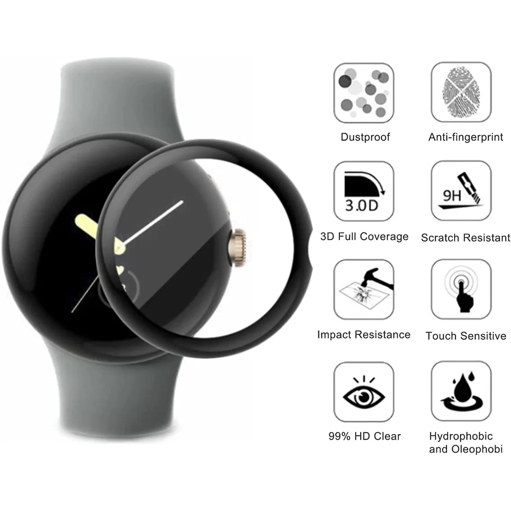 1-4PCS 9D pellicola protettiva morbida curva per Google Pixel Watch 2022 pellicola protettiva per schermo Pixel Watch Cover antigraffio non vetro