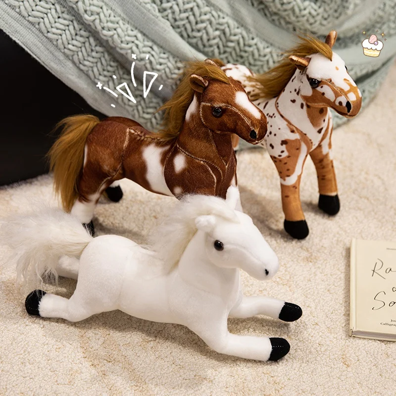 

28cm Simulation Realistic Horse Plush Toys Soft Stuffed Animals Cute Lifelike Colt Dolls for Kids Children Xmas Gifts Home Decor