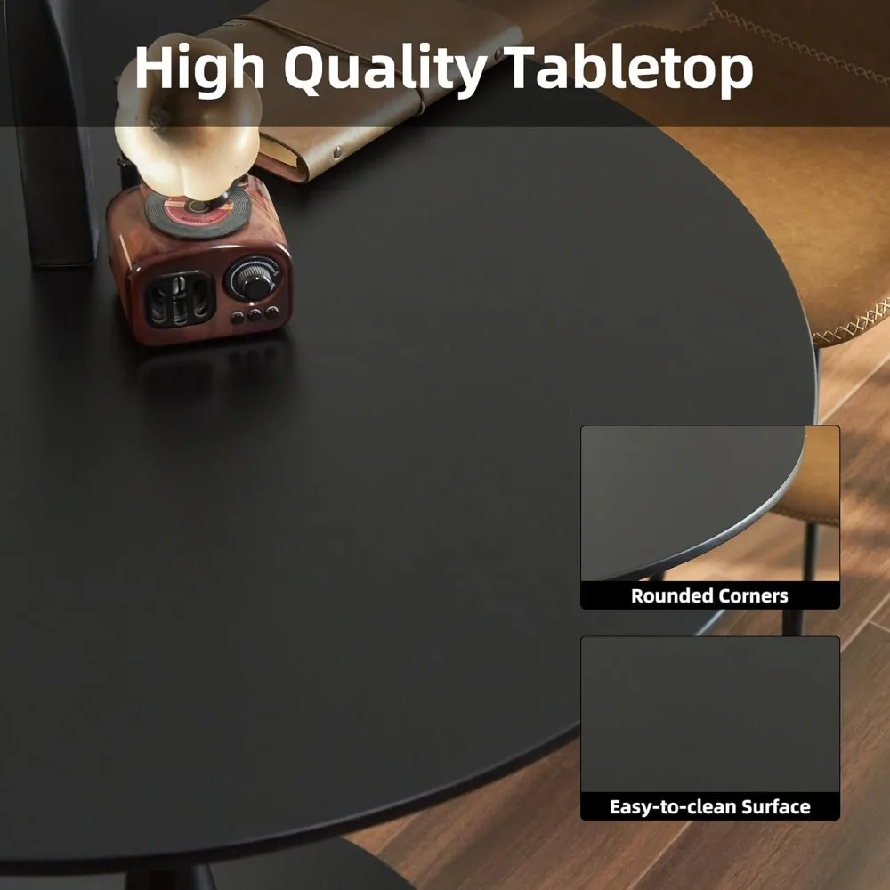 Tavolo da pranzo rotondo, tavolo a tulipano circolare da 1,5" con piano ispessito e piedistallo in metallo, tavolo da bistrot moderno di metà secolo per cucina