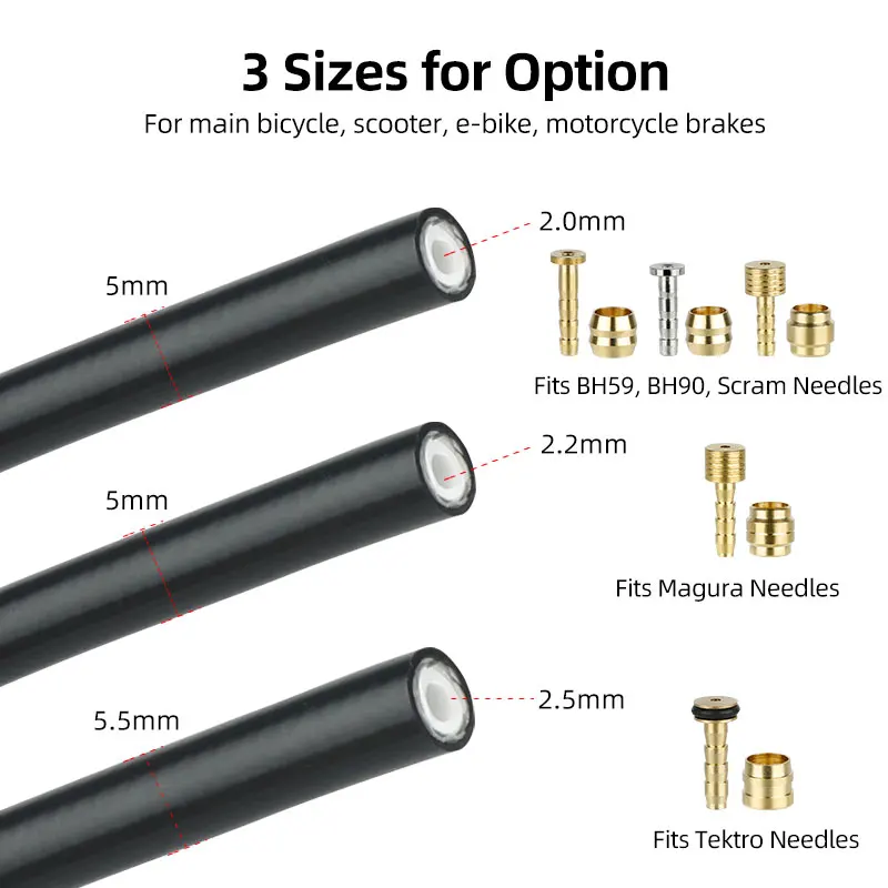 Deemount 2.0/2.2/2.5mm Inner Dia. Oil Hose 2.5/5.0m 3 Layers Oil Tube for BH59 BH90 Sram Magura Tektro Bike Hydraulic Disc Brake