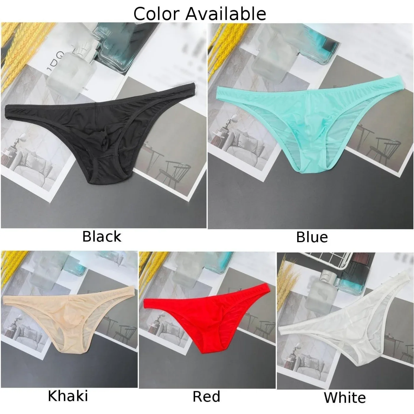 Panties Men Shorts Low Rise and Stylish Men's Ice Silk Bikini Thong Underwear Perspective Design and Breathability
