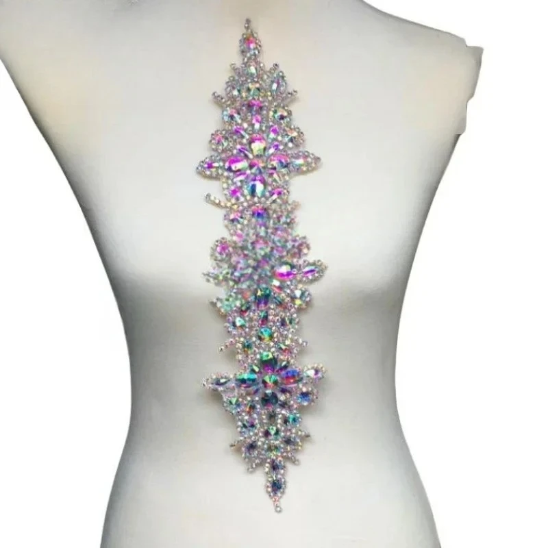 

39.5x9.5cm New Hand Sewn Glass Diamond Clothing Accessories, DIY Wedding Background Decoration Accessories,new Design,